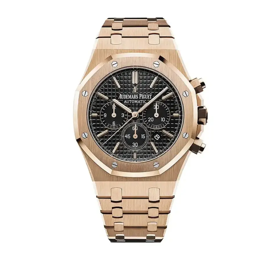 AP Royal Oak Chronograph  41MM Rose Gold Bracelet :::C Black Dial