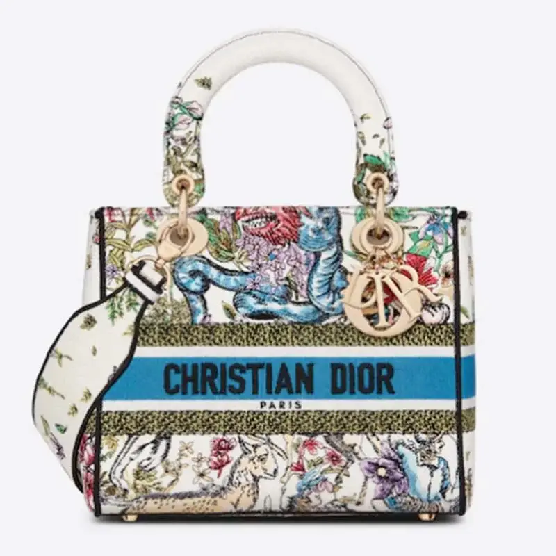 CD Women CD Medium Lady D-Lite Bag Latte Multicolor D-Constellation Embroidery - image 1