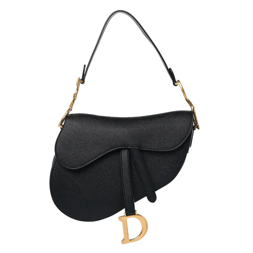 CHRISTIAN D Grained Calfskin Saddle Bag Black - image 1