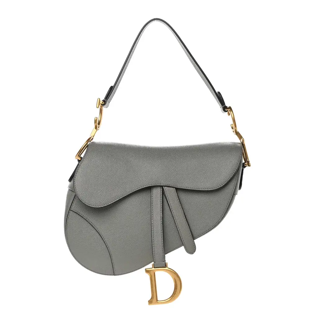 CHRISTIAN D Grained Calfskin Saddle Bag Grey - image 1