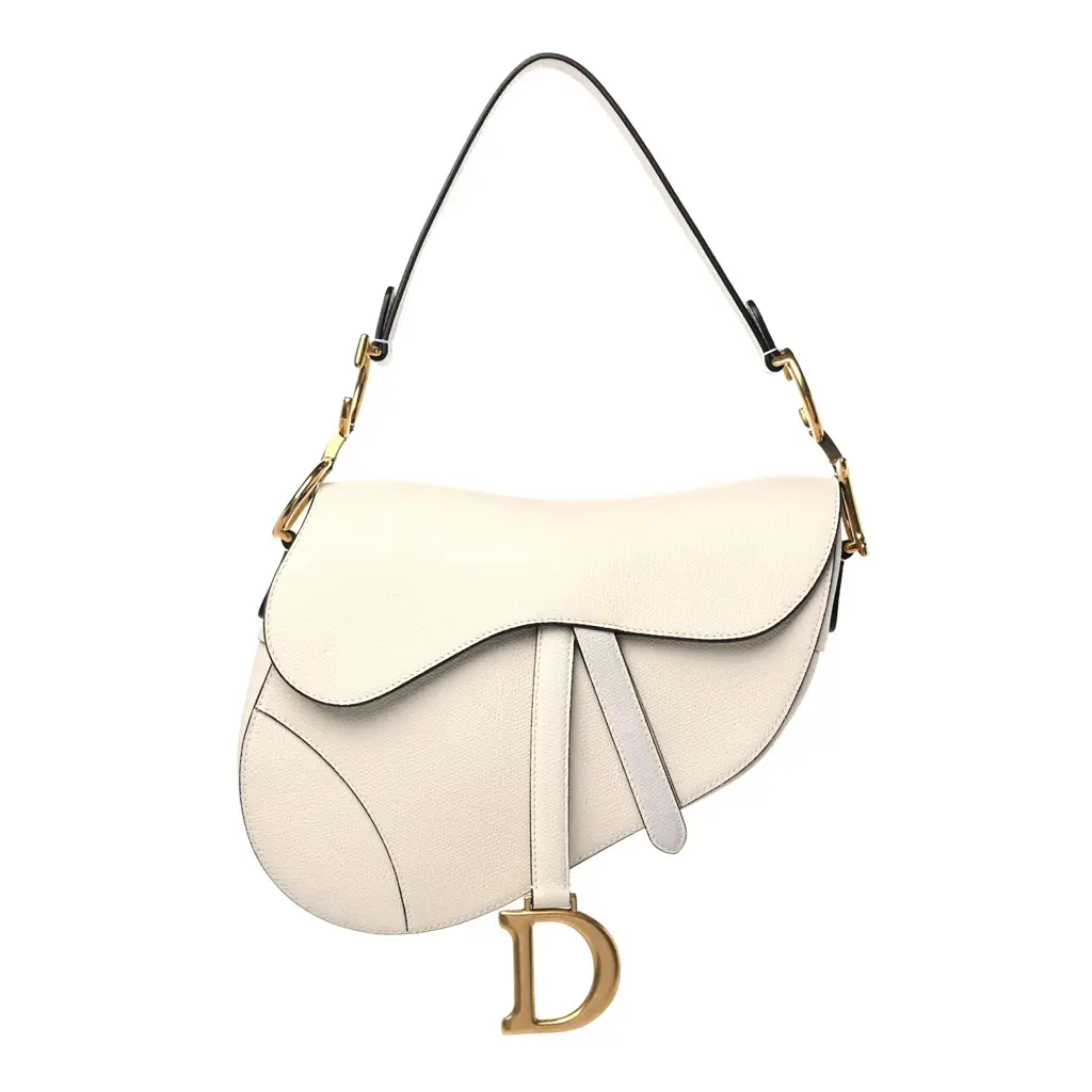 CHRISTIAN D Grained Calfskin Saddle Bag White - image 1