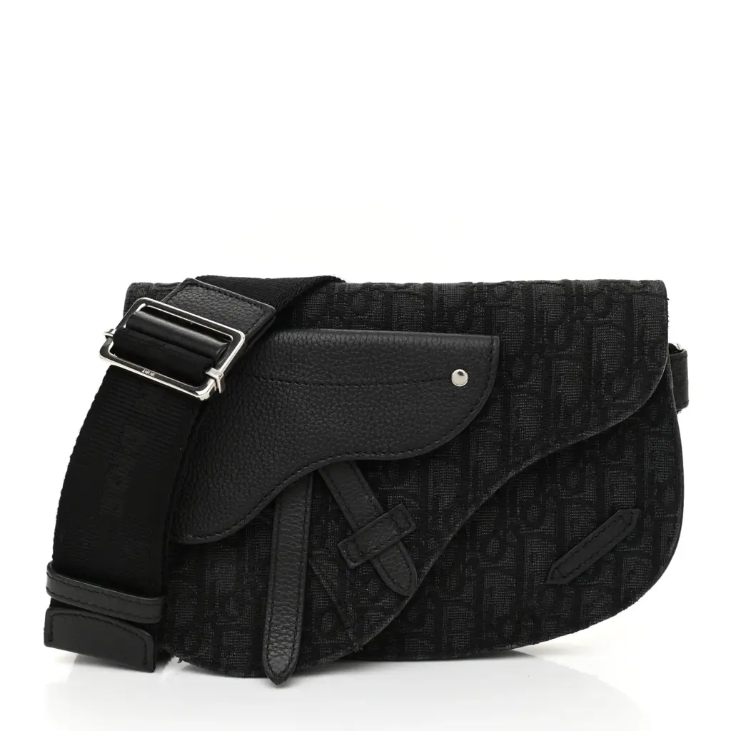CHRISTIAN D Oblique Saddle Messenger Bag Blue Black - image 1