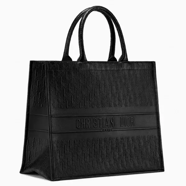D Book Tote Bag In Black Oblique Embossed Calfskin - image 1