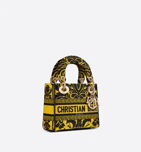 MINI LADY D-LITE BAG Yellow Multicolor Ornamental Embroidery - image 1