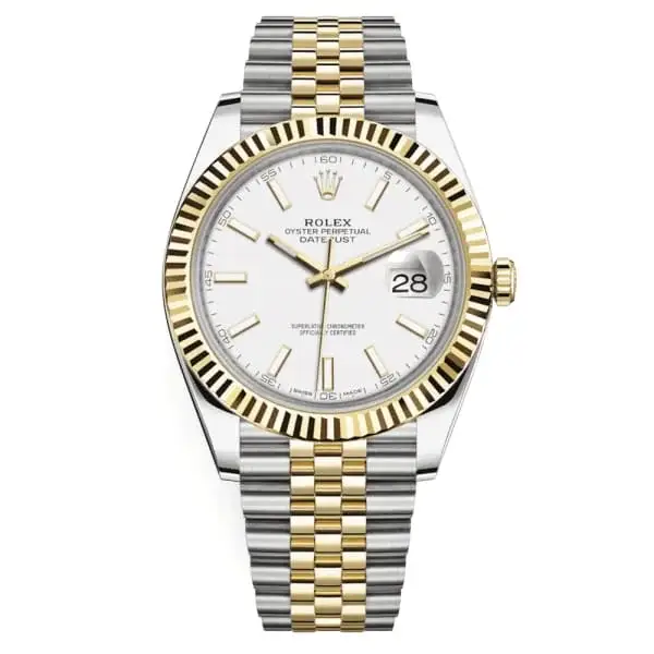 Rlx Oyster Perpetual Datejust 41 Watch, Two-tone Jubilee bracelet, White dial, Fluted bezel - image 1
