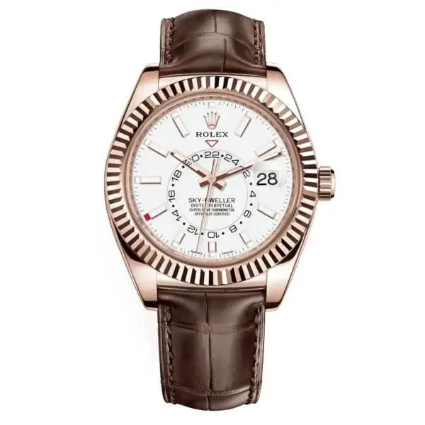 Rlx Sky-Dweller White Dial Automatic 18kt Everose Gold Leather Strap 326135-0006 - image 1