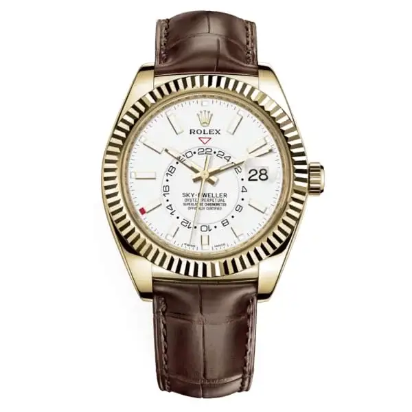 Rlx Sky-Dweller White Dial Automatic 18kt Yellow Gold Leather Strap 326138-0010 - image 1