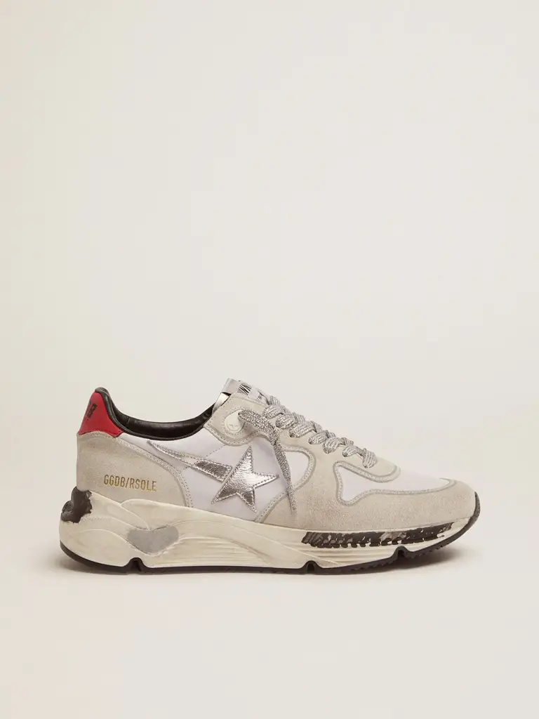 Running Sole sneakers with red heel tab silver star