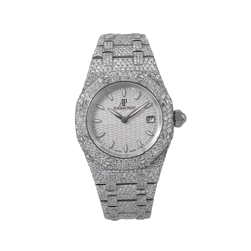 White Dial 33mm AP Royal Oak Ladies Diamond Watch 11.75ct - image 1