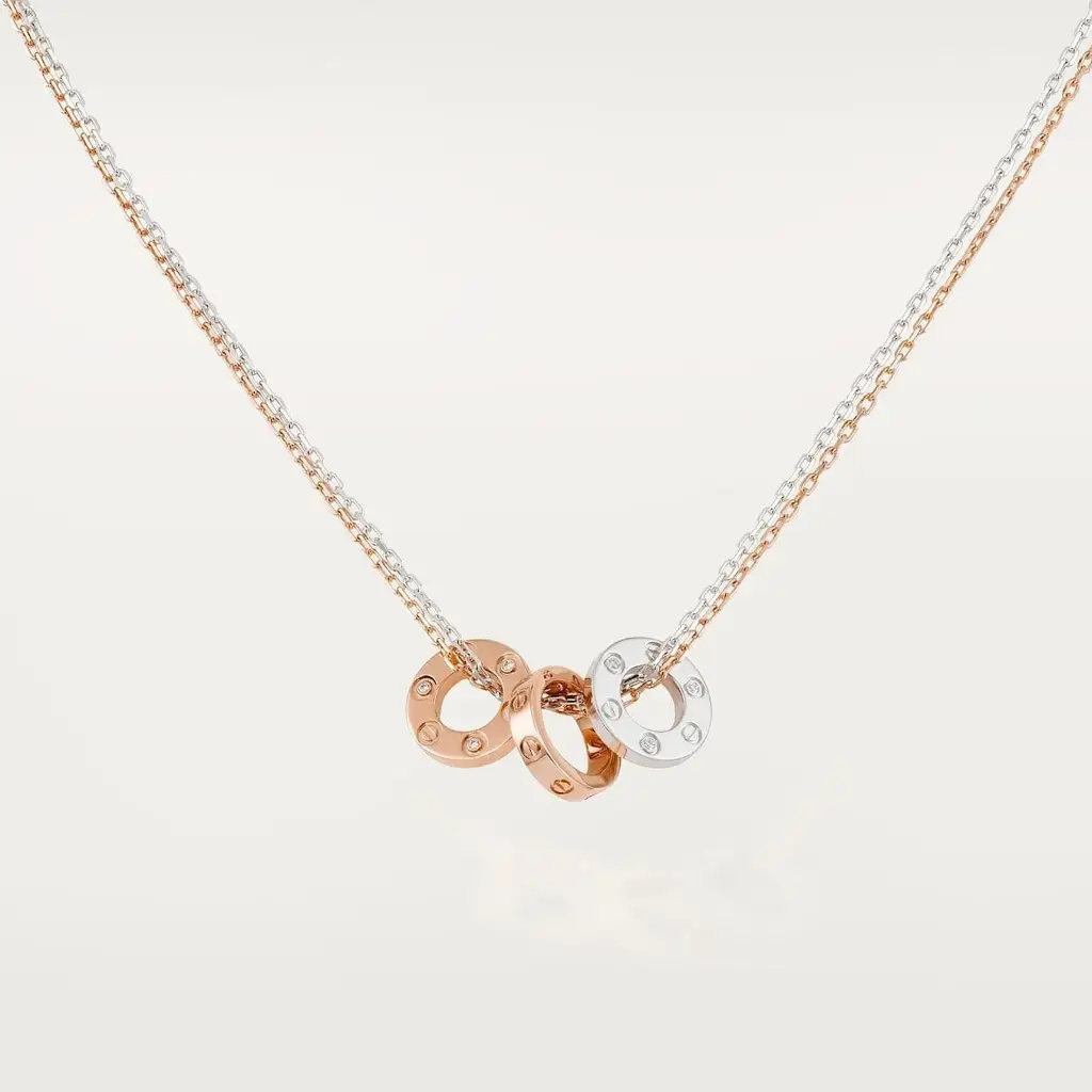 car Love Necklace 3 Circles Necklace-6 Diamonds - image 1