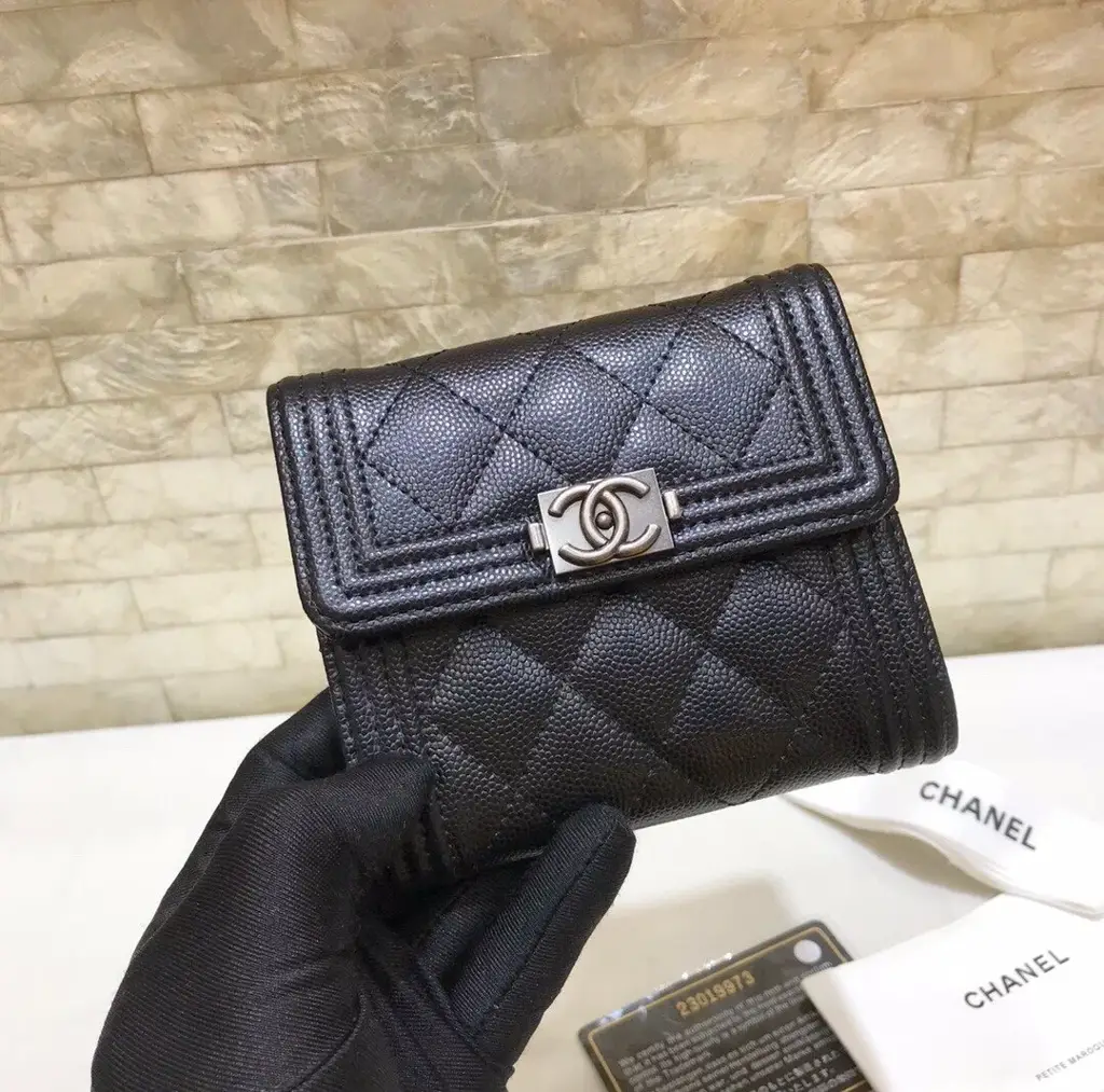 cc CO-CO Boy Flap Card Holder 11cm/4.3in Silver Hardware For Women Black - image 1