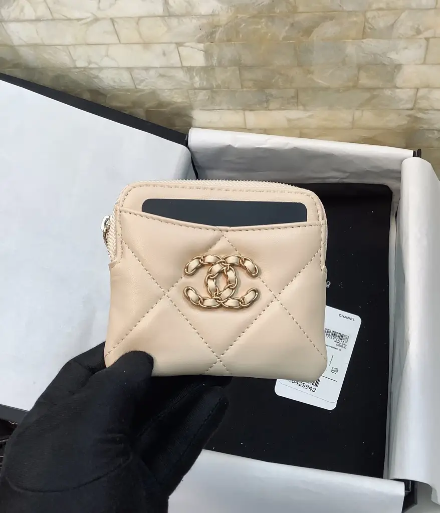 cc CO-CO Card Holder 12cm/4.7in Gold Hardware For Women Beige - image 1