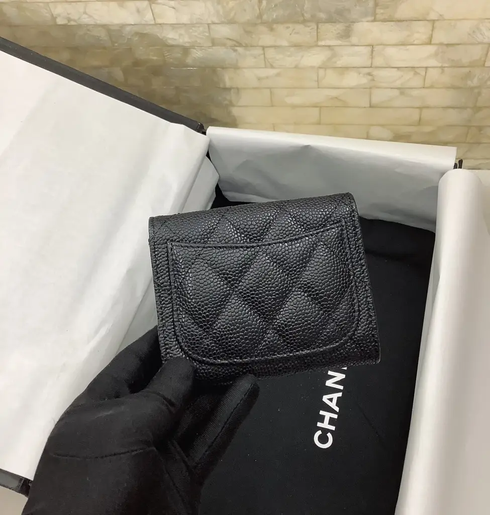 cc CO-CO Classic Card Holder 11cm/4.4in Silver Hardware For Women Black AP0214 Y01480 C3906 - image 1