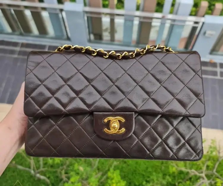 cc Vintage Medium Classic Double Flap Bag in Brown Lambskin - image 1