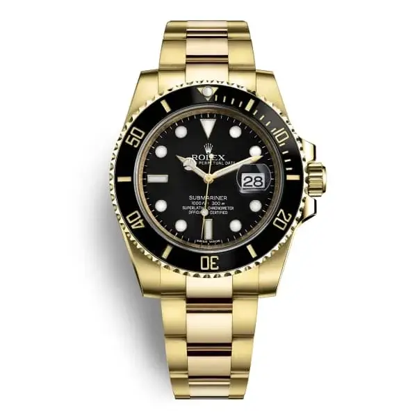 Rlx Submariner Black Dial Oyster Bracelet 18k Yellow Gold Mens Watch 116618LN - image 1