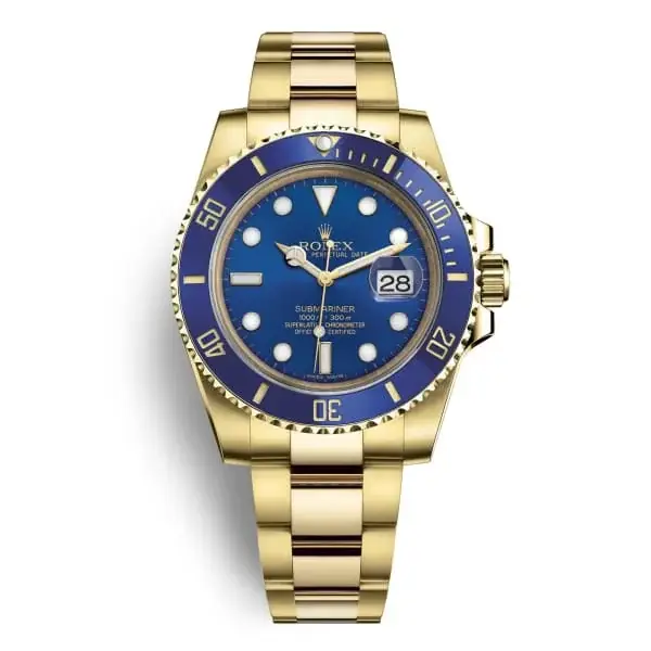 Rlx Submariner Blue Dial 18k Yellow Gold Bracelet Mens Watch 116618bl - image 1