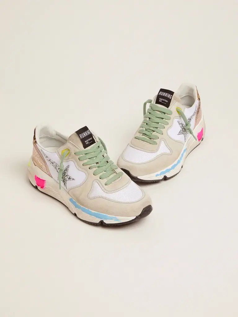 Running Sole sneakers in suede with glitter leopard print